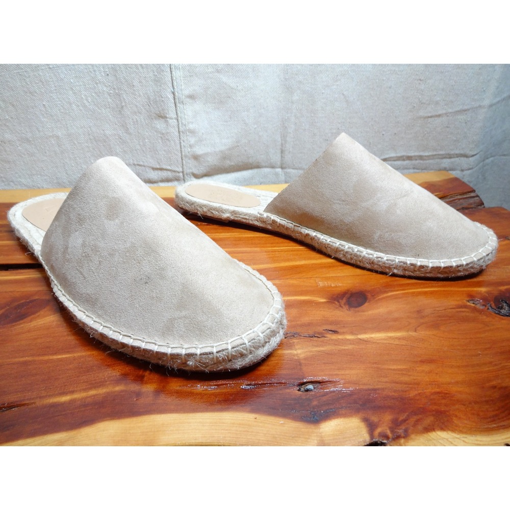 Loft Espadrille Slide Sandals Womens 10M Tan Faux Suede Boho Coastal Summer